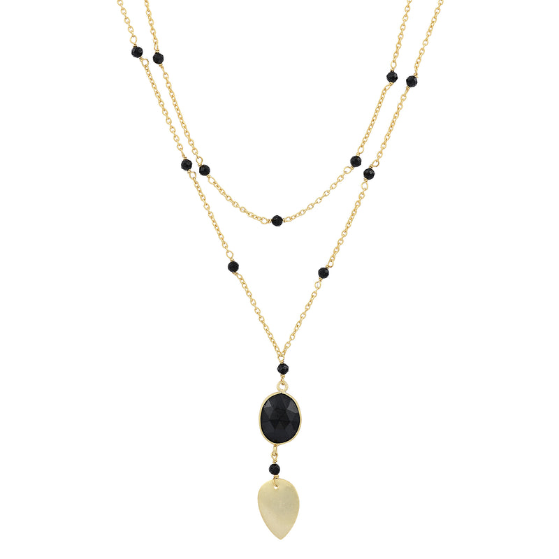 Chakra leaf semi precious drop necklace