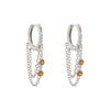 Huggy and chain drop glitter earrings