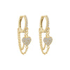 Love heart chain drop huggy earing